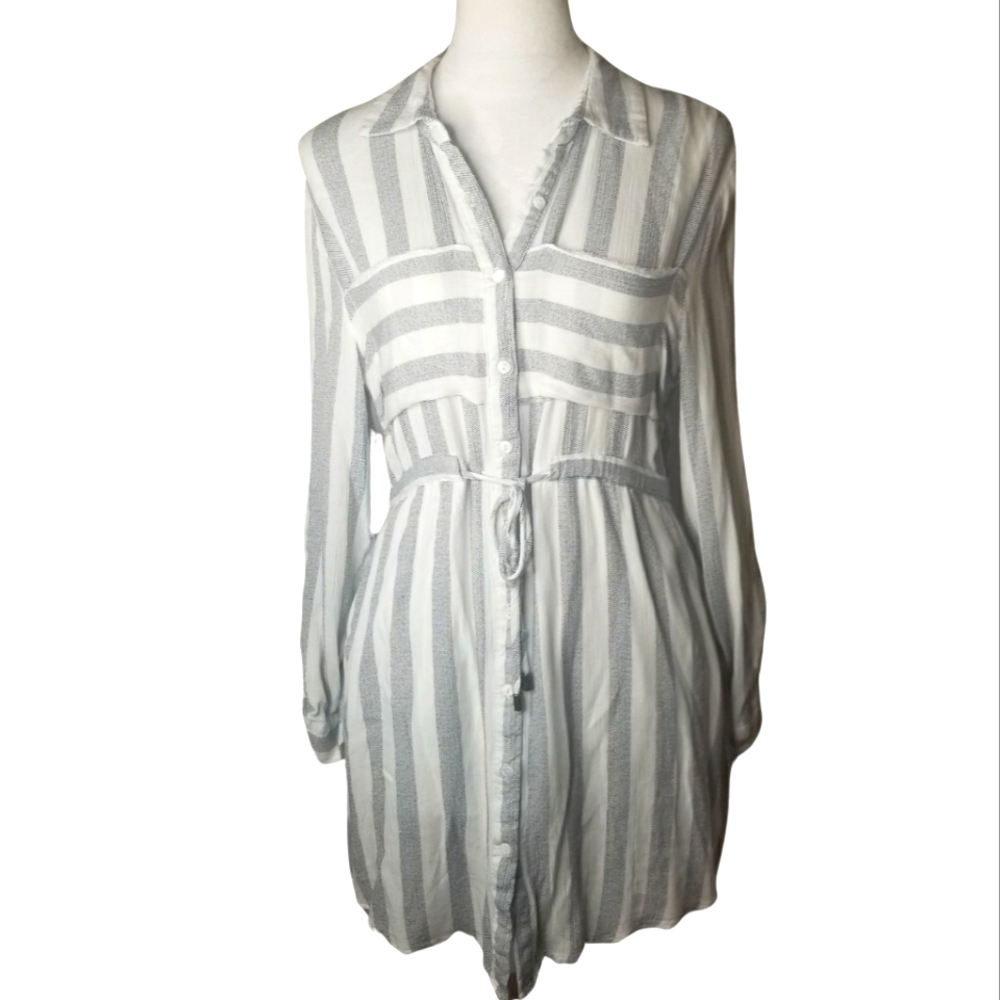 🦋Passport Adjustable Tie Waist Button Tab Sleeves Dress